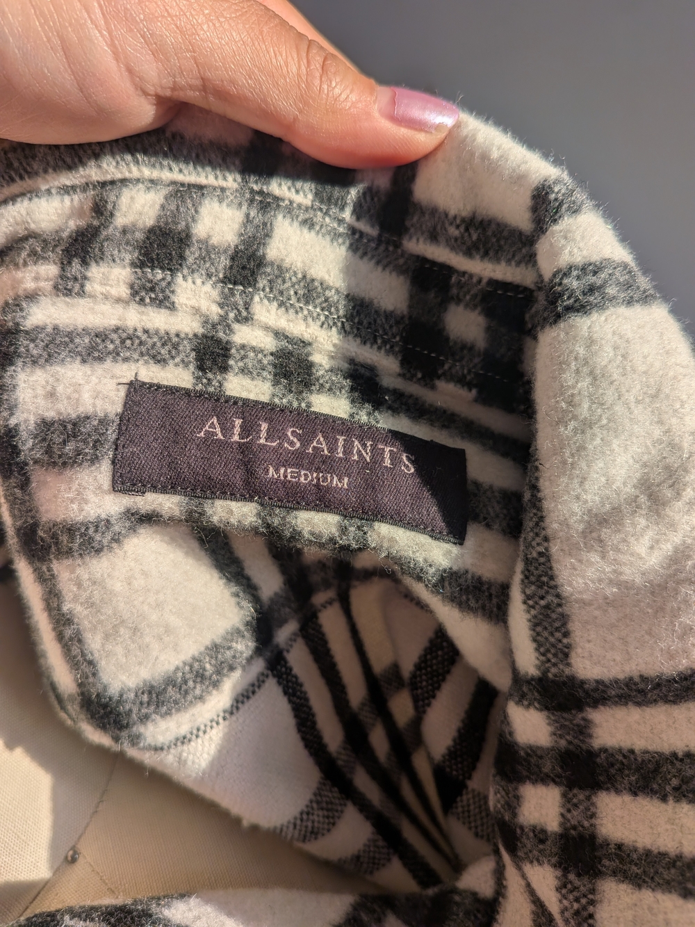 AllSaints Black & White Plaid Lightweight Shirt Jacket